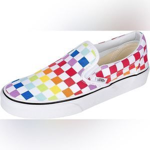 GIRLS RAINBOW CHECK VANS SIZE 5.5 EEEUC